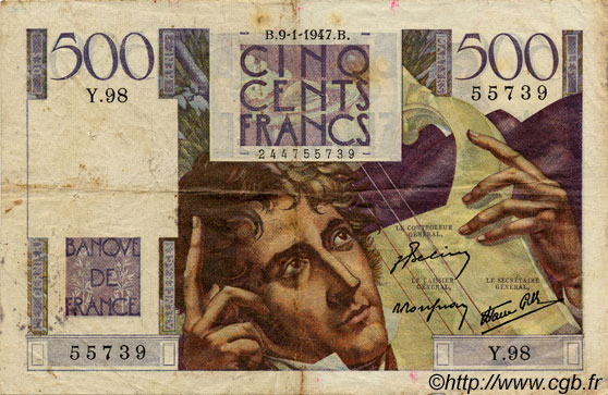 500 Francs CHATEAUBRIAND FRANCE  1947 F.34.07 TB