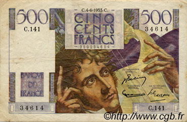 500 Francs CHATEAUBRIAND FRANCE  1953 F.34.12 VF