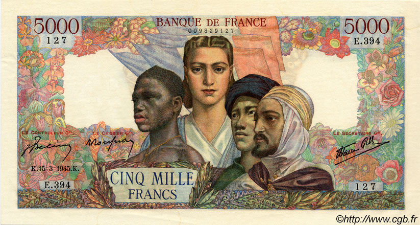 5000 Francs EMPIRE FRANÇAIS FRANCIA  1945 F.47.17 EBC+