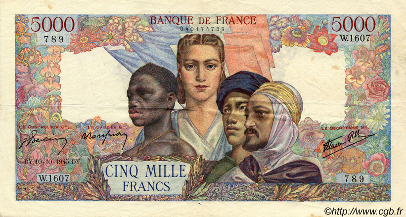5000 Francs EMPIRE FRANÇAIS FRANCIA  1945 F.47.47 MBC+