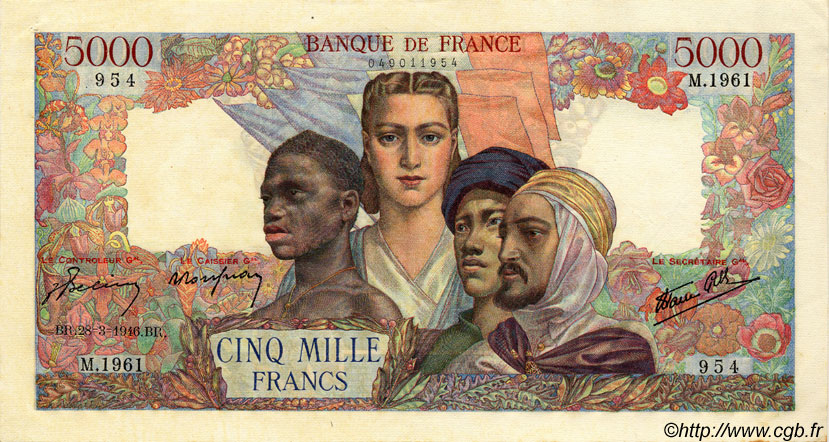 5000 Francs EMPIRE FRANÇAIS FRANCIA  1946 F.47.51 EBC+