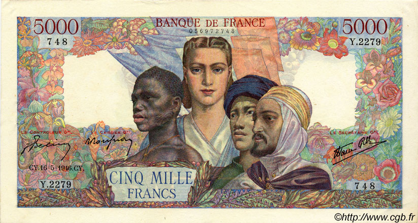 5000 Francs EMPIRE FRANÇAIS FRANCE  1946 F.47.53 XF+