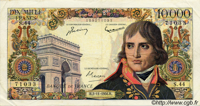 10000 Francs BONAPARTE FRANCIA  1956 F.51.05 BB