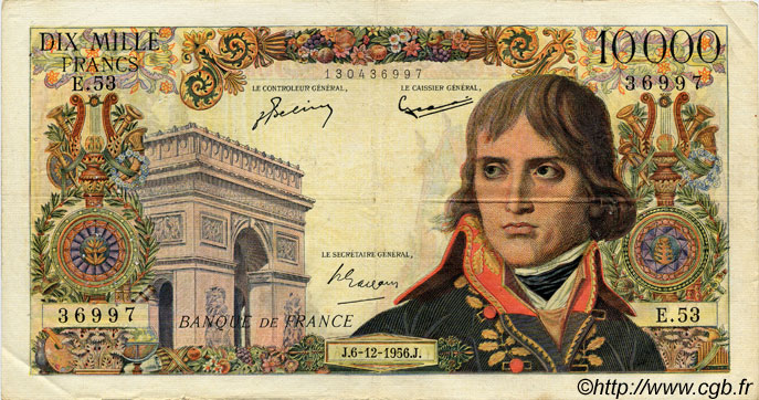 10000 Francs BONAPARTE FRANCIA  1956 F.51.06 BC