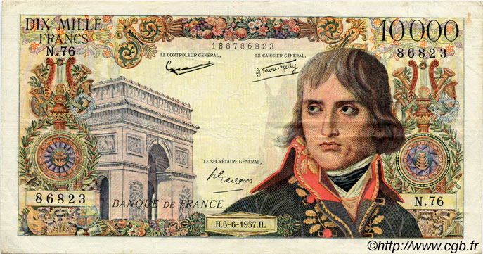 10000 Francs BONAPARTE FRANCIA  1957 F.51.08 BB