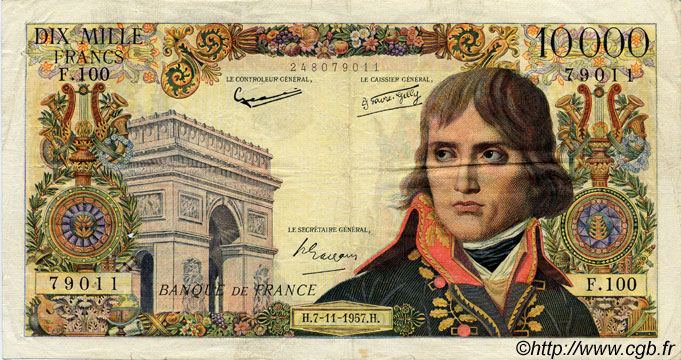 10000 Francs BONAPARTE FRANCIA  1957 F.51.10 MB