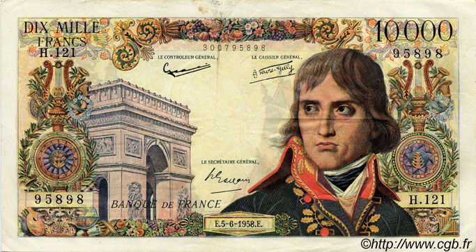 10000 Francs BONAPARTE FRANCIA  1958 F.51.12 BB