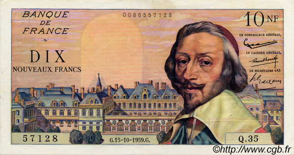 10 Nouveaux Francs RICHELIEU FRANCIA  1959 F.57.03 q.SPL