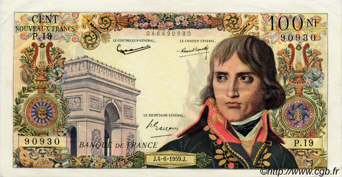 100 Nouveaux Francs BONAPARTE FRANCIA  1959 F.59.02 EBC