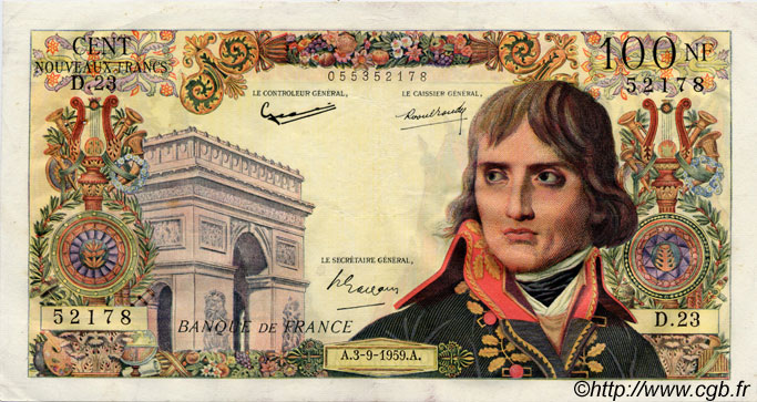 100 Nouveaux Francs BONAPARTE FRANCE  1959 F.59.03 VF