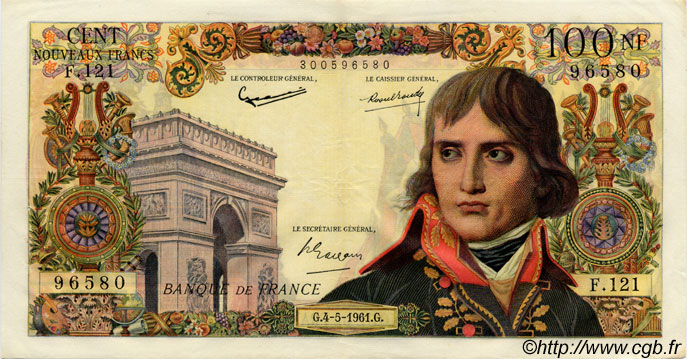 100 Nouveaux Francs BONAPARTE FRANCIA  1961 F.59.11 q.SPL