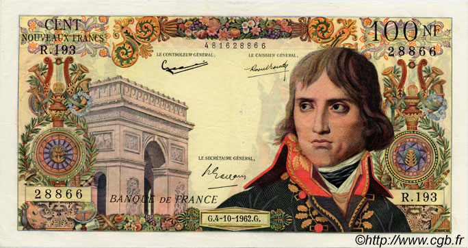 100 Nouveaux Francs BONAPARTE FRANCE  1962 F.59.17 VF+