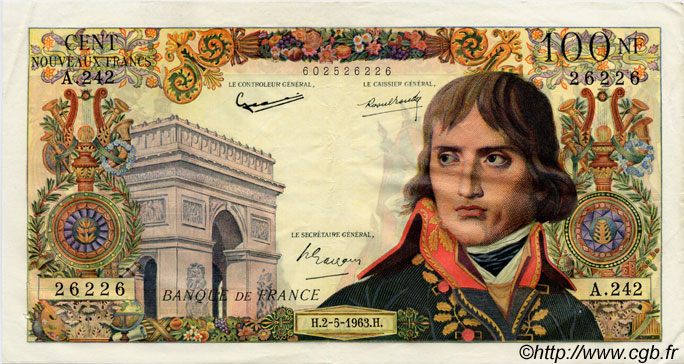 100 Nouveaux Francs BONAPARTE FRANCIA  1963 F.59.21 q.SPL