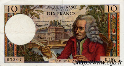 10 Francs VOLTAIRE FRANCIA  1965 F.62.17 EBC