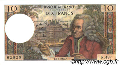 10 Francs VOLTAIRE FRANCIA  1969 F.62.38 EBC a SC