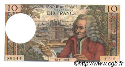 10 Francs VOLTAIRE FRANCE  1969 F.62.40 SPL