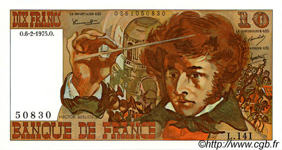 10 Francs BERLIOZ FRANKREICH  1975 F.63.08 fST+