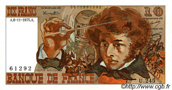 10 Francs BERLIOZ FRANCIA  1975 F.63.14 SC+
