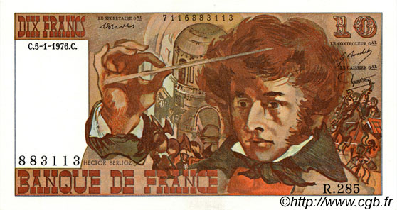 10 Francs BERLIOZ FRANCIA  1976 F.63.17 FDC