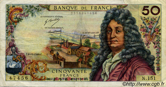 50 Francs RACINE FRANCIA  1962 F.64 BC