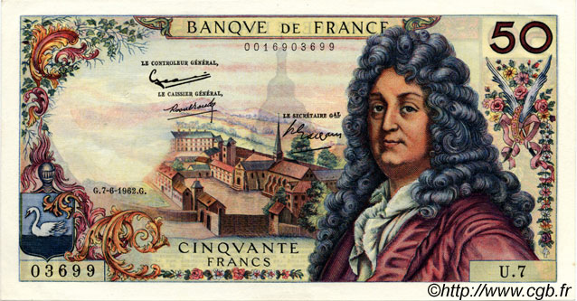 50 Francs RACINE FRANCE  1962 F.64.01 AU