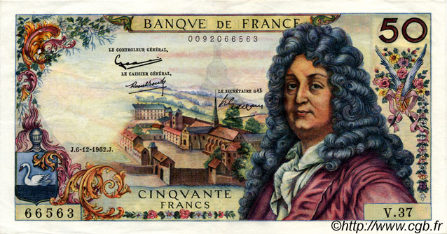 50 Francs RACINE FRANCIA  1962 F.64.03 MBC+