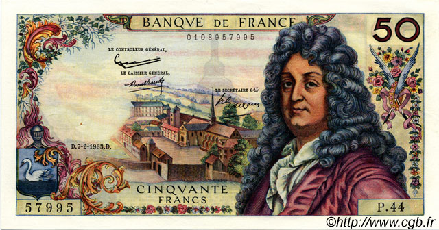 50 Francs RACINE FRANCIA  1963 F.64.04 q.AU