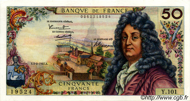 50 Francs RACINE FRANKREICH  1967 F.64.09 fVZ