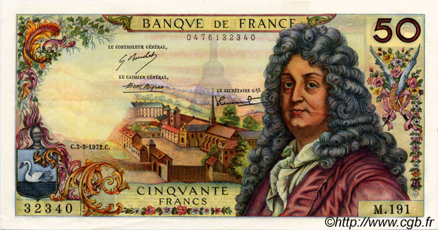 50 Francs RACINE FRANCIA  1972 F.64.20 SPL