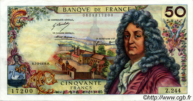 50 Francs RACINE FRANCIA  1974 F.64.26 SPL