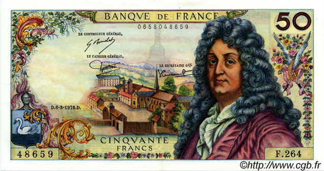 50 Francs RACINE FRANCIA  1975 F.64.29 SPL+