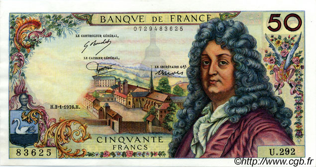 50 Francs RACINE FRANCE  1976 F.64.32 AU-