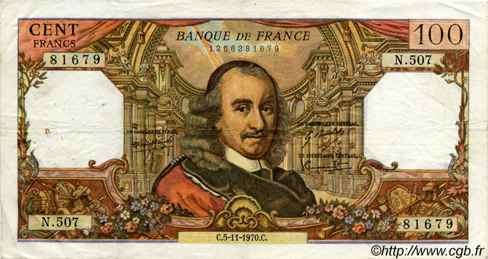 100 Francs CORNEILLE FRANCE  1970 F.65.33 F