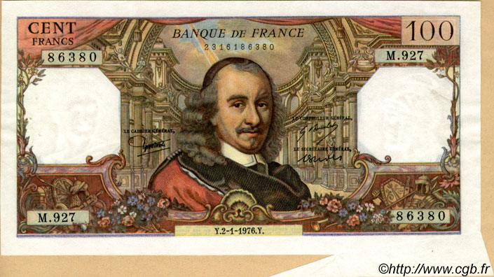 100 Francs CORNEILLE Fauté FRANKREICH  1976 F.65.51 VZ