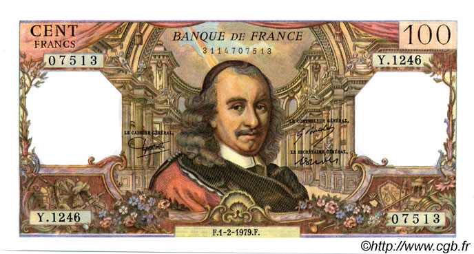 100 Francs CORNEILLE FRANCIA  1979 F.65.65 AU