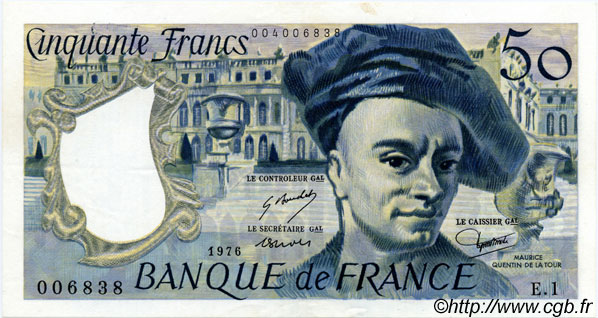 50 Francs QUENTIN DE LA TOUR FRANCIA  1976 F.67.01 EBC+