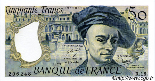 50 Francs QUENTIN DE LA TOUR FRANCE  1979 F.67.04 AU