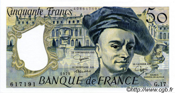 50 Francs QUENTIN DE LA TOUR FRANCE  1979 F.67.05 UNC-