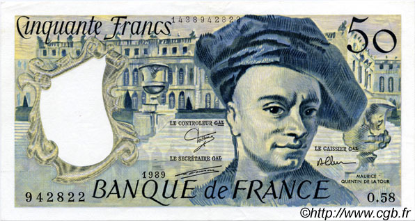 50 Francs QUENTIN DE LA TOUR FRANKREICH  1989 F.67.15 VZ+