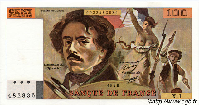 100 Francs DELACROIX FRANCIA  1978 F.68.01 SPL+
