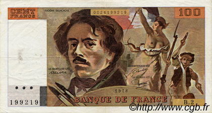 100 Francs DELACROIX FRANCIA  1978 F.68.02 MBC