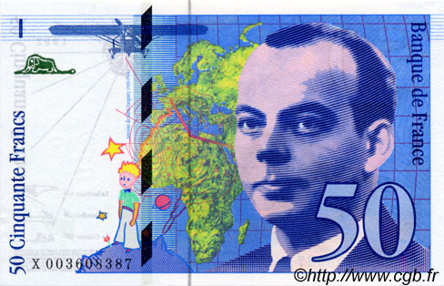 50 Francs SAINT-EXUPÉRY FRANCE  1992 F.72.01b UNC