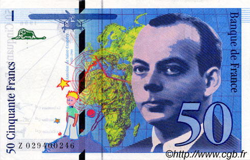 50 Francs SAINT-EXUPÉRY modifié FRANKREICH  1996 F.73.02 fST