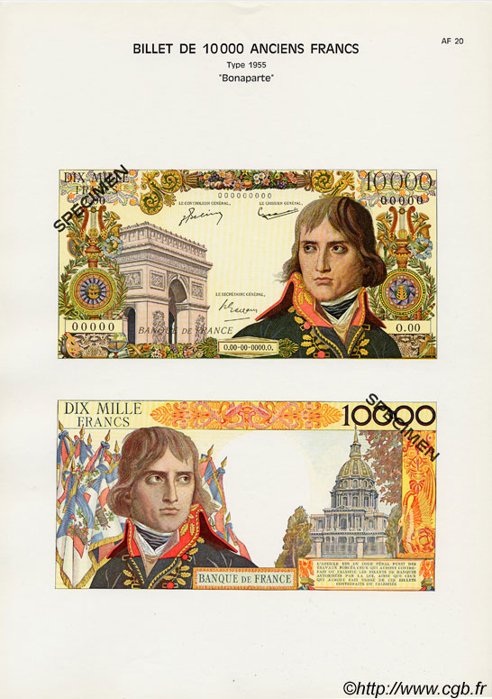 10000 Francs BONAPARTE Planche FRANCE  1975 F.51pl UNC