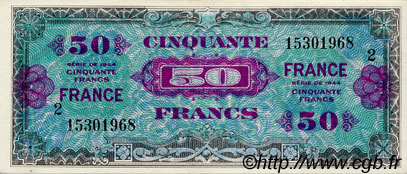 50 Francs FRANCE FRANKREICH  1945 VF.24.02 fST+