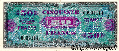 50 Francs FRANCE Annulé FRANCE  1944 VF.24.03 AU-