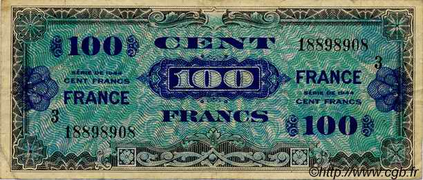 100 Francs FRANCE FRANKREICH  1944 VF.25.03 S