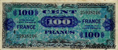 100 Francs FRANCE FRANKREICH  1945 VF.25.04 SS