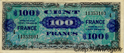 100 Francs FRANCE FRANKREICH  1944 VF.25.04 SS to VZ