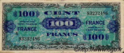 100 Francs FRANCE FRANKREICH  1944 VF.25.06 S